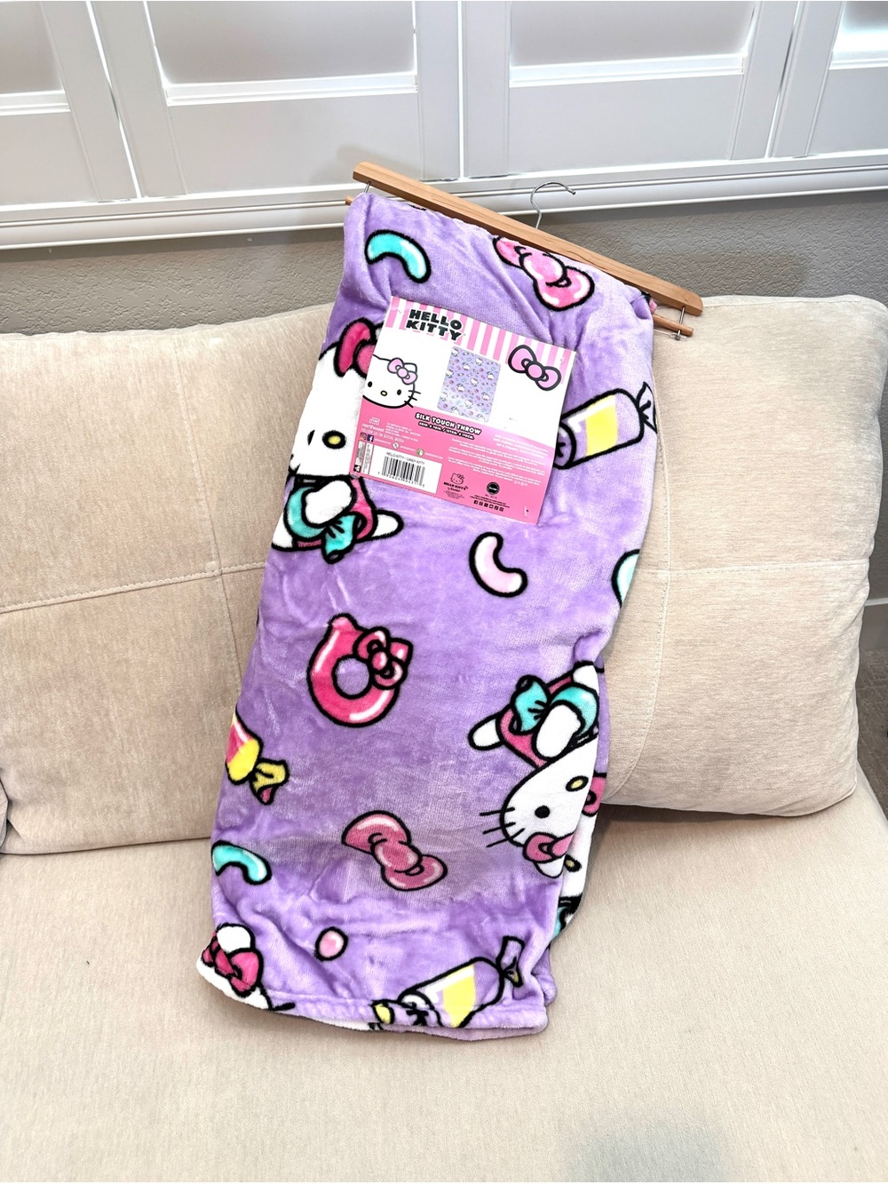 Hello Kitty and Candy Purple Blanket - Soft Plush